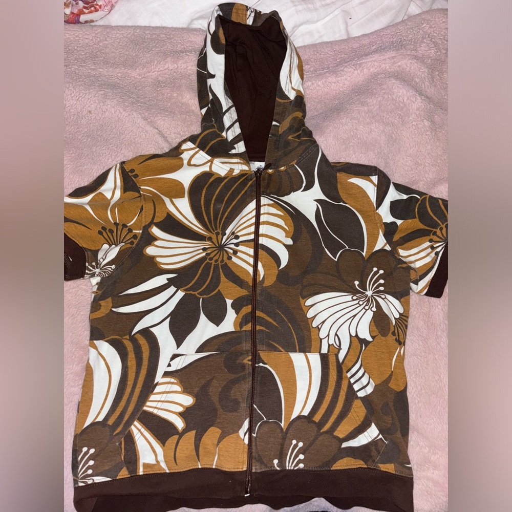 Brown Floral Hoodie